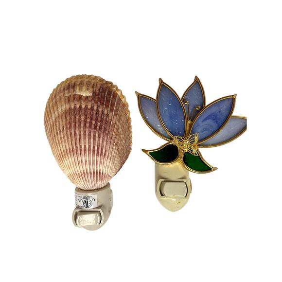 Unbranded Other - Stained Glass Flower Night Light Coastal Beach Decor Seashell Night Light Lot